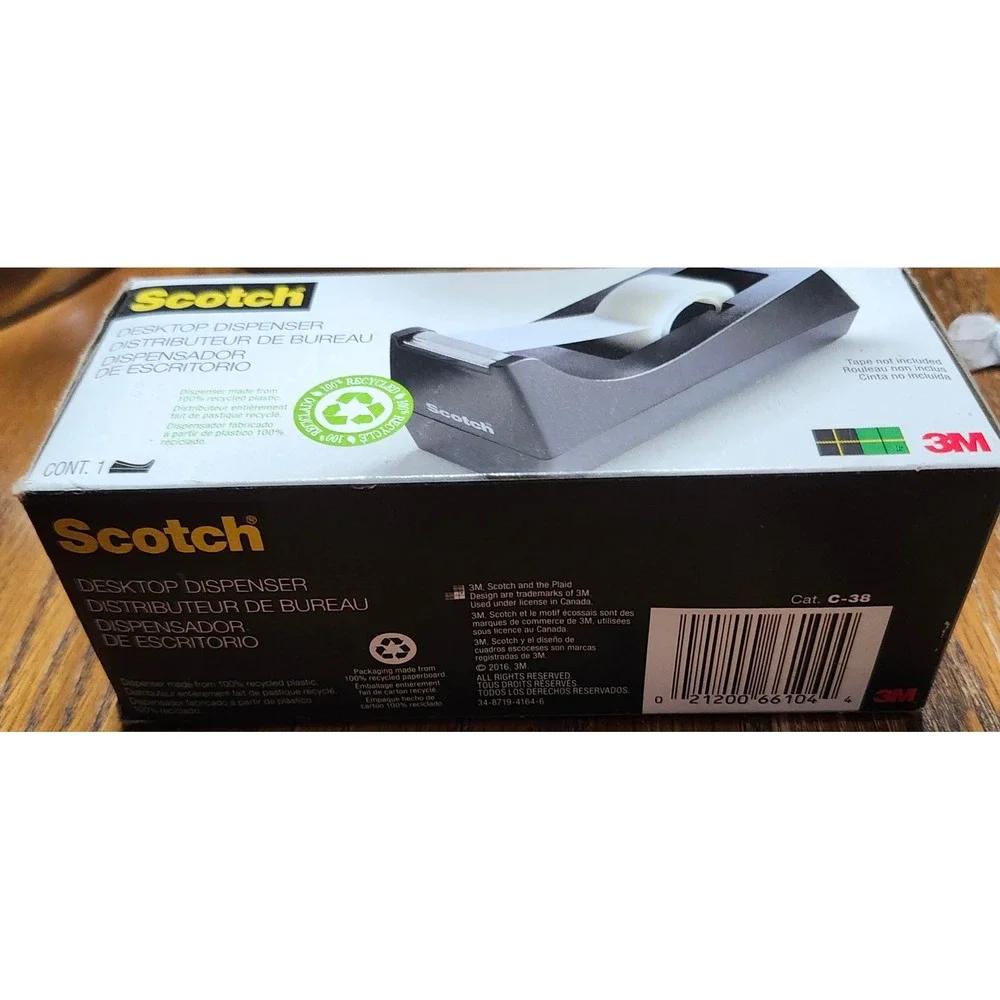 Scotch Desktop Dispenser C-38 Black Weighted Base 100% Recycled Plastic 3M